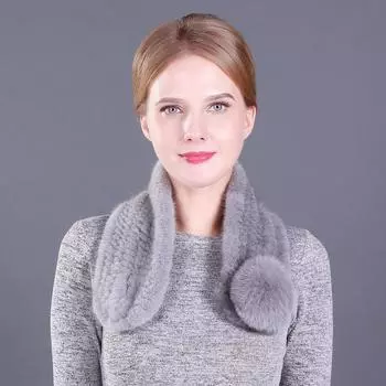 Зимний новый теплый женский шарф из норки, плетеный, шарик из лисьего волоса, меховой шарф, шарф qiuch 60-80cm