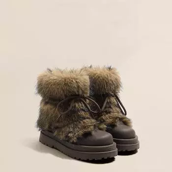 Зимний обогреватель ~ Mao Mao нескользящие зимние ботинки женские 2024 осень-зима утолщенные плюшевые хлопковые туфли на толстой подошве большие короткие ботинки 35 белый