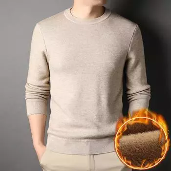 Зимний однотонный молодежный облегающий мужской свитер с круглым вырезом, все деловые трикотажные изделия, мужское нижнее пальто с утеплителем из флиса M