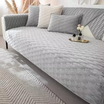 Зимний однотонный нескользящий чехол для дивана, чехлы для дивана, подушка, защита мебели, толстое сиденье, зимнее однотонное жаккардовое простота 70x70cm 1pcs