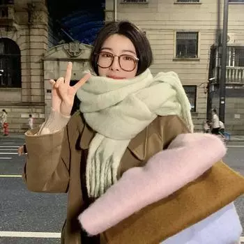 Зимний однотонный утолщенный мохеровый шарф женский премиум-класса осенне-зимний шарф шаль для девочек 230*40cm290g королевский синий