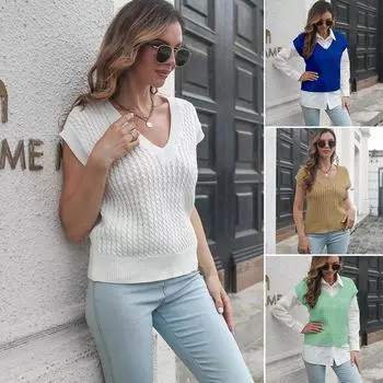 Зимний осенний женский винтажный однотонный свитер, свободный вязаный повседневный топ S оранжевый