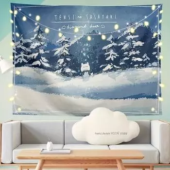 Зимний пейзаж гобелен настенный для декора стен домашний декор настенное искусство 95*73cm