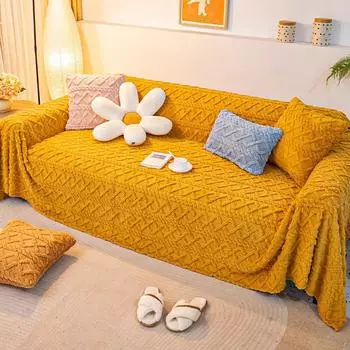 Зимний плотный плюшевый чехол для дивана, высококачественная ткань с полным покрытием, чехол для дивана, универсальная осенне-зимняя подушка для сиденья, все включено 180-130cm