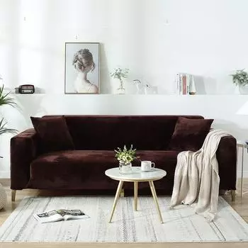 Зимний плюшевый эластичный встроенный чехол для дивана, простой однотонный универсальный чехол для дивана в скандинавском стиле 90*140CM