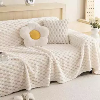 Зимний плюшевый цельный чехол для дивана с кроликом, утолщенный теплый чехол для дивана, зимнее высококачественное нескользящее полностью обернутое покрытие 180*130cm