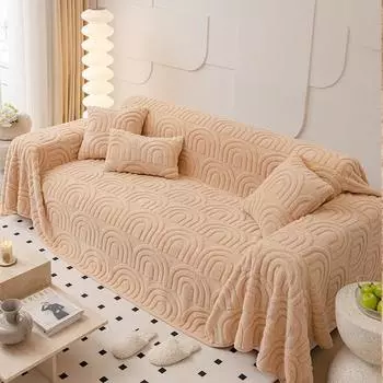 Зимний плюшевый чехол для дивана, чехол для дивана с эффектом ласки кошки, простой современный утолщенный чехол для дивана, одеяло, все включено, полотенце для дивана 180*130cm