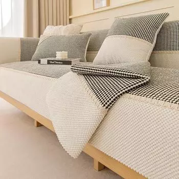 Зимний плюшевый чехол для дивана для декора гостиной, современный вельветовый коврик для диванной подушки, нескользящие защитные чехлы для диванов, толстое полотенце для стула 70x70cm 1pcs