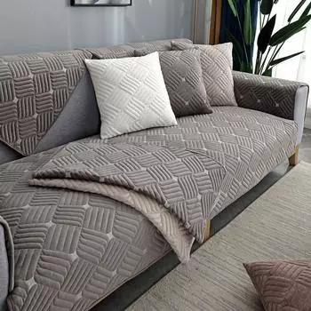 Зимний плюшевый чехол для дивана, нескользящий современный чехол для дивана, подушка для сиденья, диванное полотенце, чехлы для диванов для гостиной, домашний декор 70*70cm оранжевый