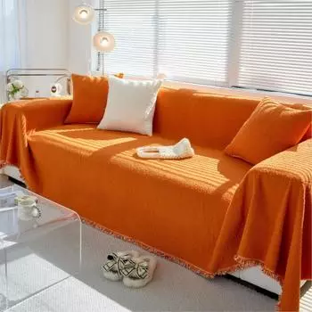 Зимний плюшевый чехол для дивана, полотенце, цельное утолщенное одеяло, высококачественный нескользящий чехол для дивана, однотонное одеяло с полным покрытием 180X130