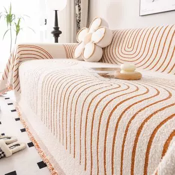 Зимний плюшевый чехол для дивана, полотенце, универсальная подушка для дивана на четыре сезона, универсальный чехол в упаковке, нескользящий чехол, одеяло, линии 180X130