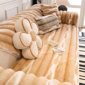 Зимний плюшевый чехол для дивана, полотенце, утолщение, цветоустойчивость, безворсовая нескользящая подушка для дивана, влагоустойчивая, удобная, теплая подушка для дивана 70x70cm