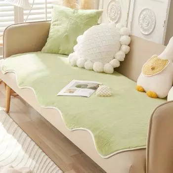 Зимний плюшевый чехол для дивана с кроликом, теплые утолщенные чехлы для полотенец для дивана, универсальный нескользящий коврик для дивана, одеяло, подушка для дивана, гостиная 80x90