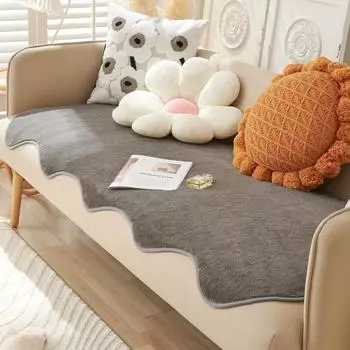 Зимний плюшевый чехол для дивана с кроликом, теплые утолщенные чехлы для полотенец для дивана, универсальный нескользящий коврик для дивана, одеяло, подушка для дивана, гостиная 80x90cm 1pcs