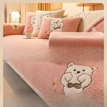 Зимний плюшевый чехол для дивана, утолщенные нескользящие подушки для сиденья, чехол для дивана, мультяшный чехол, полотенце 70*70