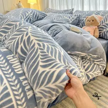 Зимний плюшевый комплект из 4 предметов, двухсторонний бархатный антистатический комплект из 3 предметов, утолщенный пододеяльник 1.5m 4pcs