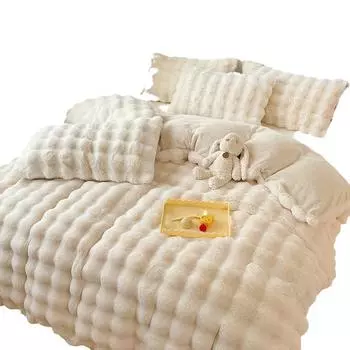 Зимний плюшевый комплект из четырех предметов из молочного бархата, комплект из утолщенных теплых простыней, комплект из трех предметов 1.2m three-piece set