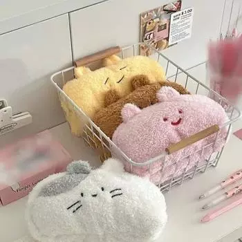 Зимний плюшевый пенал, модный кавайный мультяшный животный пенал, большая вместительная сумка для хранения канцелярских принадлежностей, милый органайзер для скрапбукинга