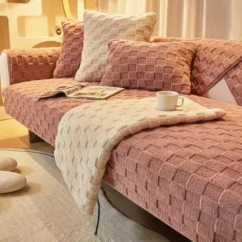 Зимний плюшевый утолщенный коврик для дивана, новый противоскользящий универсальный чехол для дивана на четыре сезона, современный минималистичный универсальный чехол для сиденья «все включено» 70*70cm