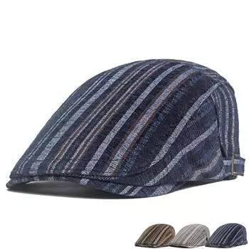 Зимний полосатый берет, мужская бархатная теплая кепка, кепка для газетчика для мужчин хаки