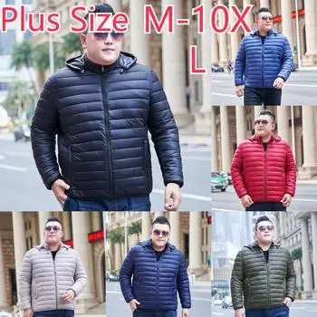 Зимний пуховик больших размеров для людей молодого и среднего возраста с плюшем больших размеров, чтобы согреться, 4XL-12XL 10XL чёрный