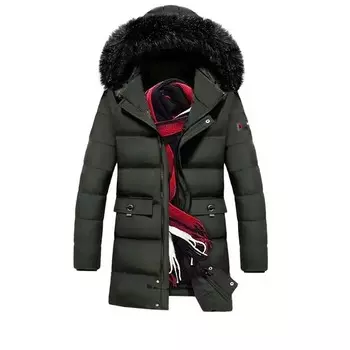 Зимний пуховик средней длины с капюшоном для сохранения тепла и толстой стеганой курткой. Свободная куртка большого размера. M чёрный