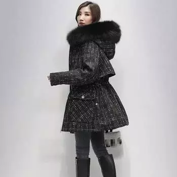 Зимний пуховик женский пуховик женский 90% белый утиный пух пальто винтажные женские куртки с меховым воротником теплая плотная верхняя одежда S чёрный