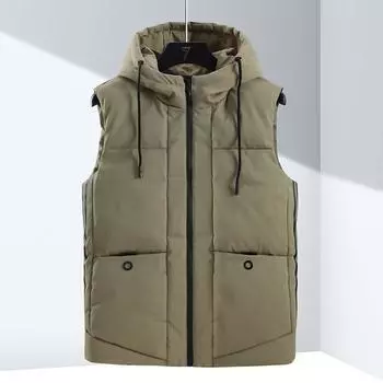 Зимний пуховый хлопковый жилет для подростков, повседневный жилет без рукавов, теплая утолщенная верхняя одежда, мужская жилетка, куртка L белый