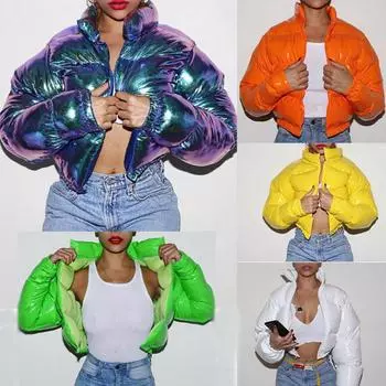 Зимний яркий цветной пуховик, женские парки с капюшоном, женские теплые хлопковые куртки S жёлтый