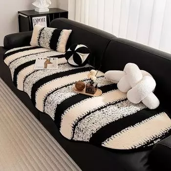 Зимний ретро-чехол для дивана Shu Velveteen, нескользящий чехол для дивана, защитный чехол для универсальной неровности, широкая полосатая подушка для дивана 90x70