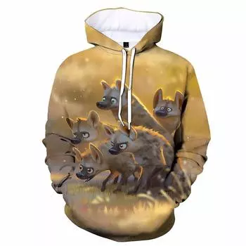 Зимний рисунок животного Beast 3D Printed Hip Hop Hoodie Мужская женская уличная толстовка с капюшоном для мальчиков и девочек Куртки для подростков S