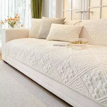 Зимний роскошный чехол для дивана для гостиной, нескользящий белый толстый коврик для диванной подушки, простой стиль, плюшевое полотенце для дивана, домашний декор для дивана A 70x70