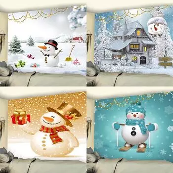 Зимний рождественский гобелен с принтом снеговика, домашний декор, Рождественский гобелен, декор для гостиной, фон Tapisserie de Nol 100x75cm