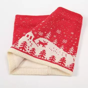 Зимний рождественский шарф для женщин, шейный платок, теплый бесконечный вязаный шарф, унисекс, кашемировый женский меховой воротник, бандана 21x24cm