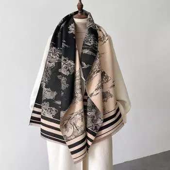 Зимний шарф для женщин, роскошный дизайн, принт, кашемировые шали, женские накидки, толстые, теплые, буфанда, эшарпе, пашмина, палантин