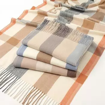 Зимний шарф для женщин Шаль Кашемировый оттенок Клетчатый большой шарф-обертка 180*70cm