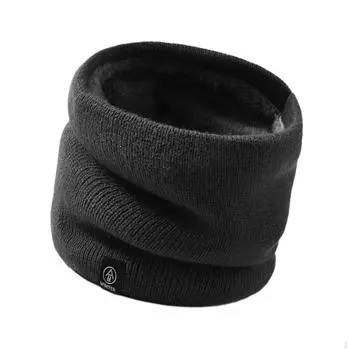 Зимний шарф-гетр с флисовой подкладкой для бега, сноуборда, катания на лыжах, велоспорта чёрный