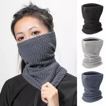 Зимний шарф-гетр с ветрозащитной бархатной подкладкой, горнолыжная подушка для лица, утеплитель для шеи, шарф для мужчин, женщин и подростков, для занятий спортом на открытом воздухе в холодную погоду чёрный