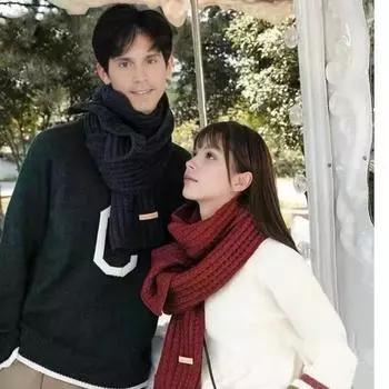 Зимний шарф однотонный утолщенный теплый вязаный шарф мужской женский длинный шейный платок одежда аксессуары