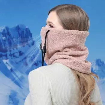 Зимний шарф-подушка для шеи для холодной погоды, лыжный шарф-подушка для лица, ветрозащитный флисовый шарф для занятий спортом на открытом воздухе, велоспорта, катания на лыжах, скалолазания темно-коричневого