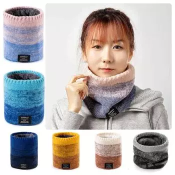 Зимний шарф унисекс, двухслойный, утолщенный, плюшевый, соответствующего цвета, высокая эластичность, ветрозащитный, вязаный, морозостойкий, для женщин, для езды на велосипеде, для улицы, шеи
