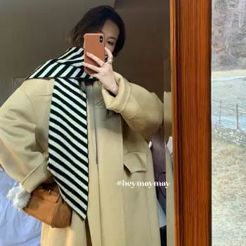 Зимний шарф в черно-белую полоску с римским рождеством - мягкий трикотажный, теплый и удобный, защищает от холода