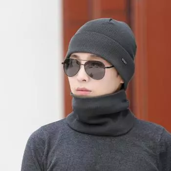 Зимний шарф, вязаная шапка, бархатная теплая шапка, уличная шерстяная шапка, мужской пуловер, шапка с рукавами, шапочки Skullies, лыжная кепка с напуском светло-серый