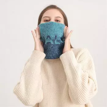 Зимний шарф, вязаный шейный платок с кольцом, женская бандана, теплый воротник, унисекс, мужские шарфы для лица, бесконечный кашемировый снуд, шейный платок One Size