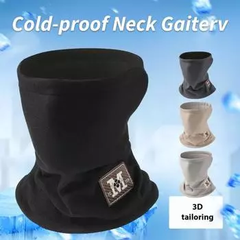 Зимний шейный платок, ветрозащитный флисовый чехол для лица, утеплитель для шеи в холодную погоду, термошарф чёрный