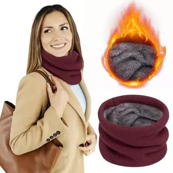 Зимний шейный шарф для мужчин и женщин, с добавлением флиса и плотным покрытием шеи One Size красный