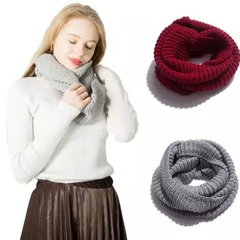 Зимний шерстяной осенний шарф с булавкой на голову, сохраняющий тепло, модный тканый шарф, шарф с двумя петлями 55*30cm красный