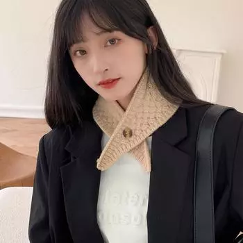 Зимний шерстяной вязаный эластичный теплый шарф женский треугольный шарф с ложным воротником A1