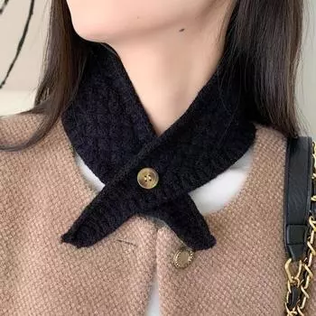 Зимний шерстяной вязаный эластичный теплый шарф женский треугольный шарф с ложным воротником