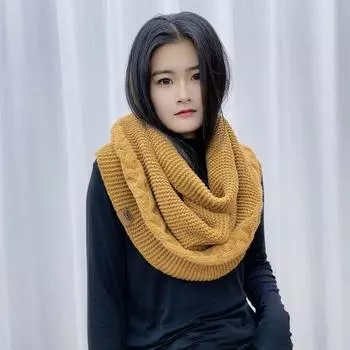 Зимний шерстяной вязаный шарф для женщин и мужчин, однотонный, двухцелевой, шаль, шарф с перекрученной текстурой, универсальная теплая шапка, шарф серый